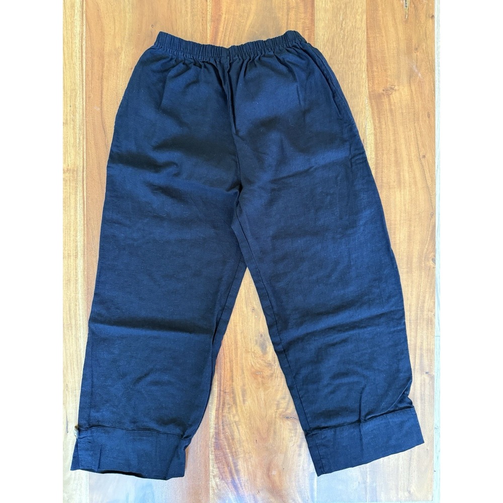 Women's Linen Moei Capri Pants Black Size S